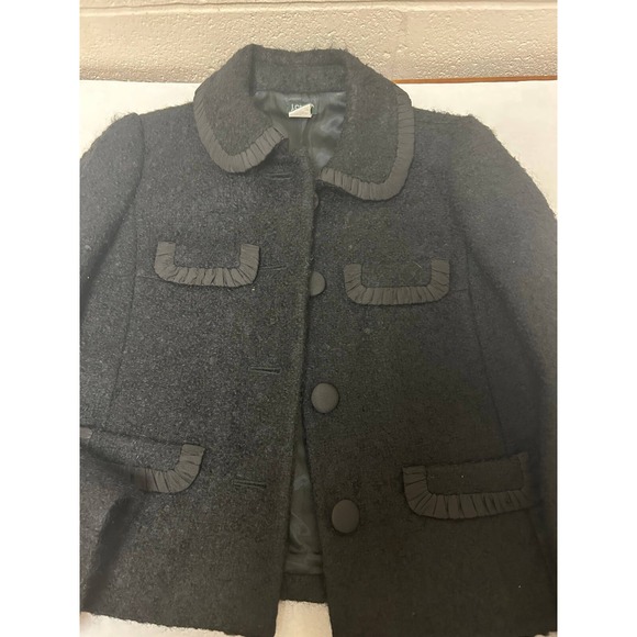J.CREW Blazer Womens 2 Lady Jacket Wool Mohair Tweed‎ Button Up Ruffle Colar